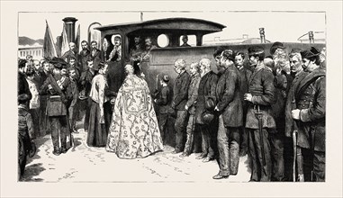 BLESSING A RAILWAY IN SPAIN, engraving 1890