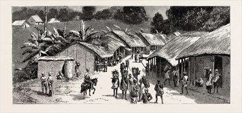 THE CHIN LUSHAI EXPEDITIONARY FORCE, THE BAZAAR AT DEMAGIRI, engraving 1890