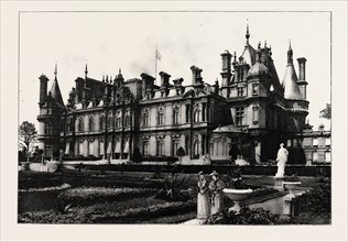 WADDESDON MANOR, THE COUNTRY SEAT OF BARON FERDINAND DE ROTHSCHILD, engraving 1890, UK, U.K.,