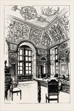 THE IMPERIAL INSTITUTE, LONDON, ONE OF THE COMMITTEE ROOMS, engraving 1890, UK, U.K., Britain,