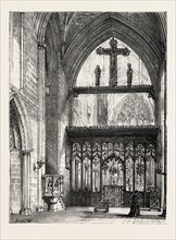 CHURCH AT CLUMBER, INTERIOR, engraving 1890, UK, U.K., Britain, British, Europe, United Kingdom,
