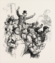 THROWING PENNIES FROM THE STEAMER, engraving 1890
