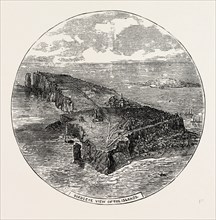 HELIGOLAND AND SANDY Which it is proposed to cede to Germany, engraving 1890, engraved image,