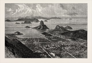 RIO DE JANEIRO, VIEW FROM THE SUMMIT OF CORCOVADO, SHOWING THE SUBURB OF BOTAFOGO, ENTRANCE OF THE