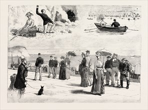 HONEYMOON HARDSHIPS, engraving 1890, engraved image, history, arkheia, illustrative technique,