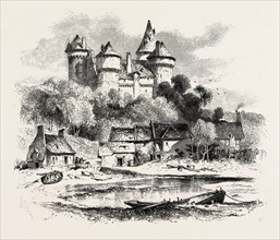 Chateau de Combourg, NORMANDY AND BRITTANY, FRANCE, 19th century engraving