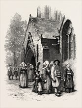 After Mass at Plouaret, NORMANDY AND BRITTANY, FRANCE, 19th century engraving