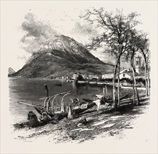 Lugano and Monte Salvatore, the Italian lakes, Italy, 19th century engraving