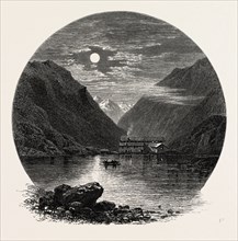 The Grimsel Hospice, Grimsel Hospiz, Switzerland, the passes of the alps, 19th century engraving