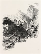 The village of Splugen, the Italian lakes, Italy, 19th century engraving