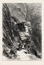 THE PATH OVER THE GEMMI, Gemmi Pass, Switzerland, the passes of the alps, 19th century engraving
