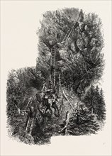 The ladders of Leuki, Gemmi Pass, Switzerland, the passes of the alps, 19th century engraving