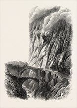The Devil's Bridge, on the St. Gothard Road, Switzerland, the passes of the alps, 19th century