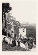 From the Steps of the Madonna, San Remo, the Cornice road, Sanremo, Italy, 19th century engraving