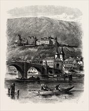 Heidelberg, from the River, the Rhine, Germany, 19th century engraving