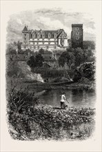 THE CHATEAU OF PAU, THE PYRENEES, FRANCE, 19th century engraving