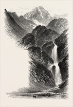 The Cascade d'Oo, THE PYRENEES, FRANCE, 19th century engraving