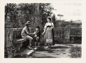 In The Borghese Gardens, Rome, Italy, 19th century engraving