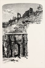The Palatine Hill and Arch of Constantine, from the Coliseum, Rome and its environs, Italy, 19th