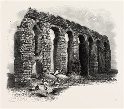 Aqueduct on the Campagna, Rome and its environs, Italy, 19th century engraving