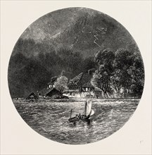 On the Lake of Thun, Bernese oberland, Berner Oberland, Switzerland, 19th century engraving