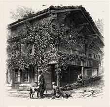 Chalet at Brienz, Bernese oberland, Berner Oberland, Switzerland, 19th century engraving