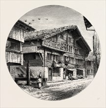 An Oberland Chalet, Bernese oberland, Berner Oberland, Switzerland, 19th century engraving