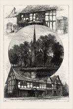 STRATFORD CHURCH, AND SHAKESPEARE'S HOUSE, AS IT WAS AND AS IT IS, UK, U.K., Britain, British,