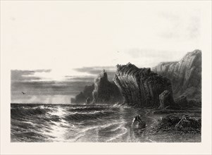 Kynance Rocks, Cornwall, UK, Great Britain, United Kingdom, 19th century engraving