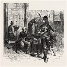A Bashi-Bazouk and a Bread-seller, Constantinople, Istanbul, Turkey, 19th century engraving