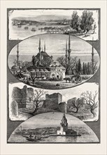 VIEWS IN CONSTANTINOPLE, Istanbul, Turkey, 19th century engraving