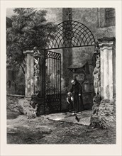 Gateway of the Cathedral Coire, Chur, Switzerland, 19th century engraving