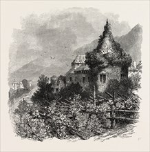 Schloss Planta, Meran, Italy, 19th century engraving