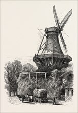 The Windmill, Potsdam, Germany, 19th century engraving