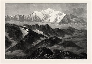 VIEW OF MOUNTAINS, 19th century engraving