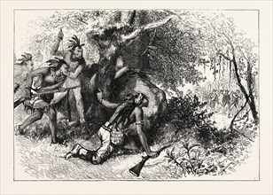 TREACHERY OF THE CHEROKEES, UNITED STATES OF AMERICA,US, USA, 1870s engraving