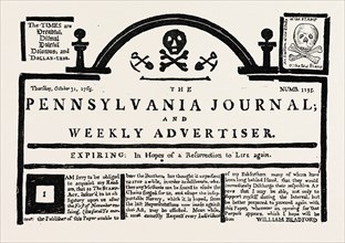 FACSIMILE OF THE  PENNSYLVANIA JOURNAL  ON THE STAMP ACT. American Historical and Literary