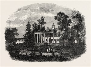 WASHINGTON'S RESIDENCE, MOUNT VERNON, UNITED STATES OF AMERICA, US, USA, 1870s engraving