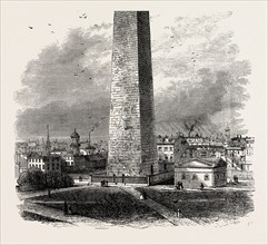 THE MONUMENT ON BUNKER'S HILL, UNITED STATES OF AMERICA, US, USA, 1870s engraving