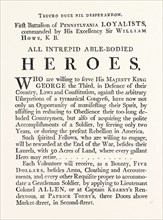 FACSIMILE OF A PROCLAMATION BY SIR WILLIAM HOWE; All intrepid able bodied heroes, who are willing