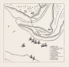 PLAN OF ATTACK ON SULLIVAN'S ISLAND, From Faden's Atlas, UNITED STATES OF AMERICA, US, USA, 1870s