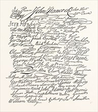 FACSIMILE OF THE SIGNATURES TO THE DECLARATION OF INDEPENDENCE, UNITED STATES OF AMERICA, US, USA,