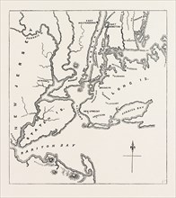MAP OF NEW YORK AND VICINITY, 1776, UNITED STATES OF AMERICA, US, USA, 1870s engraving