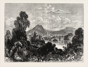 VIEW OF LONG ISLAND, UNITED STATES OF AMERICA, US, USA, 1870s engraving
