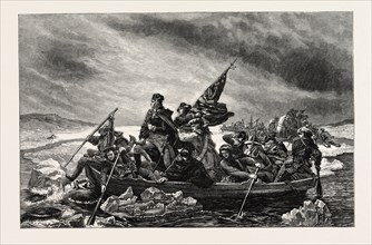 WASHINGTON CROSSING THE DELAWARE, From the Painting by Leutze, UNITED STATES OF AMERICA, US, USA,