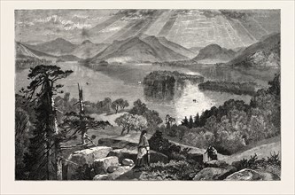 LONG ISLAND, LAKE GEORGE, UNITED STATES OF AMERICA, US, USA, 1870s engraving
