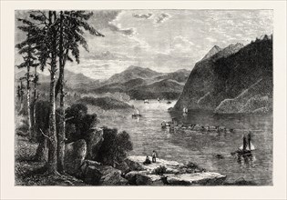 THE HUDSON HIGHLANDS, UNITED STATES OF AMERICA, US, USA, 1870s engraving