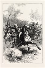 THE CHARGE OF PULASKI, UNITED STATES OF AMERICA, US, USA, 1870s engraving