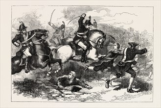 ROUT OF THE LOYAL RECRUITS, 1870s engraving