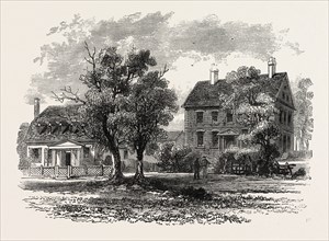 THE HOUSE WHERE CORNWALLIS SURRENDERED, American War of Independence, US, USA, 1870s engraving